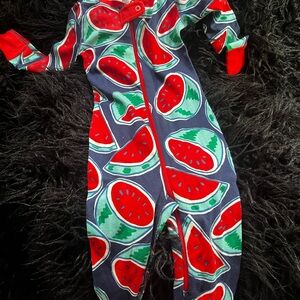 Hanna Andersson Watermelon Print One-Piece Pajamas - Red, Green, Navy